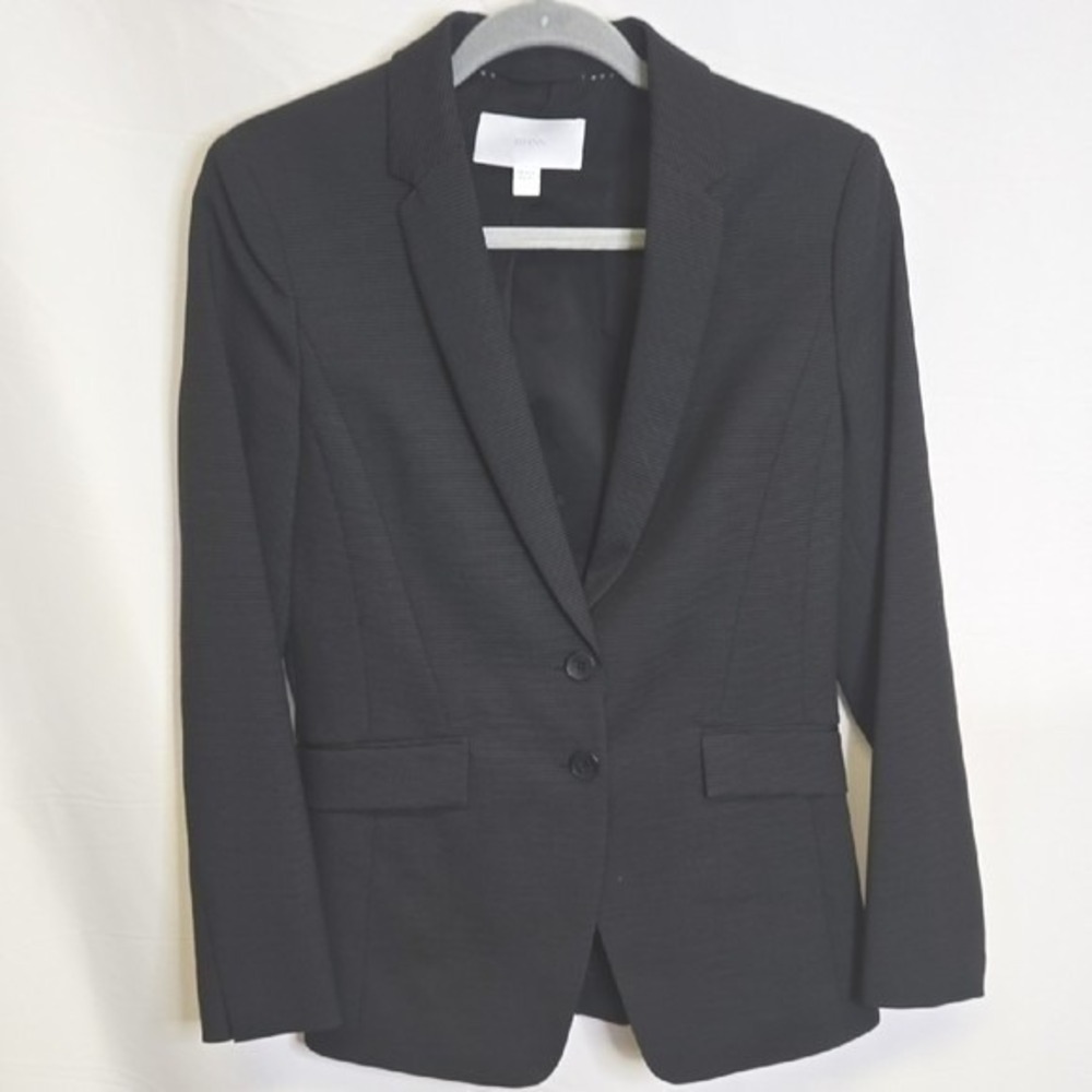 Hugo Boss 2 Button Stretch Wool Blend Jeriba Blazer, Professional, Black, Size 4